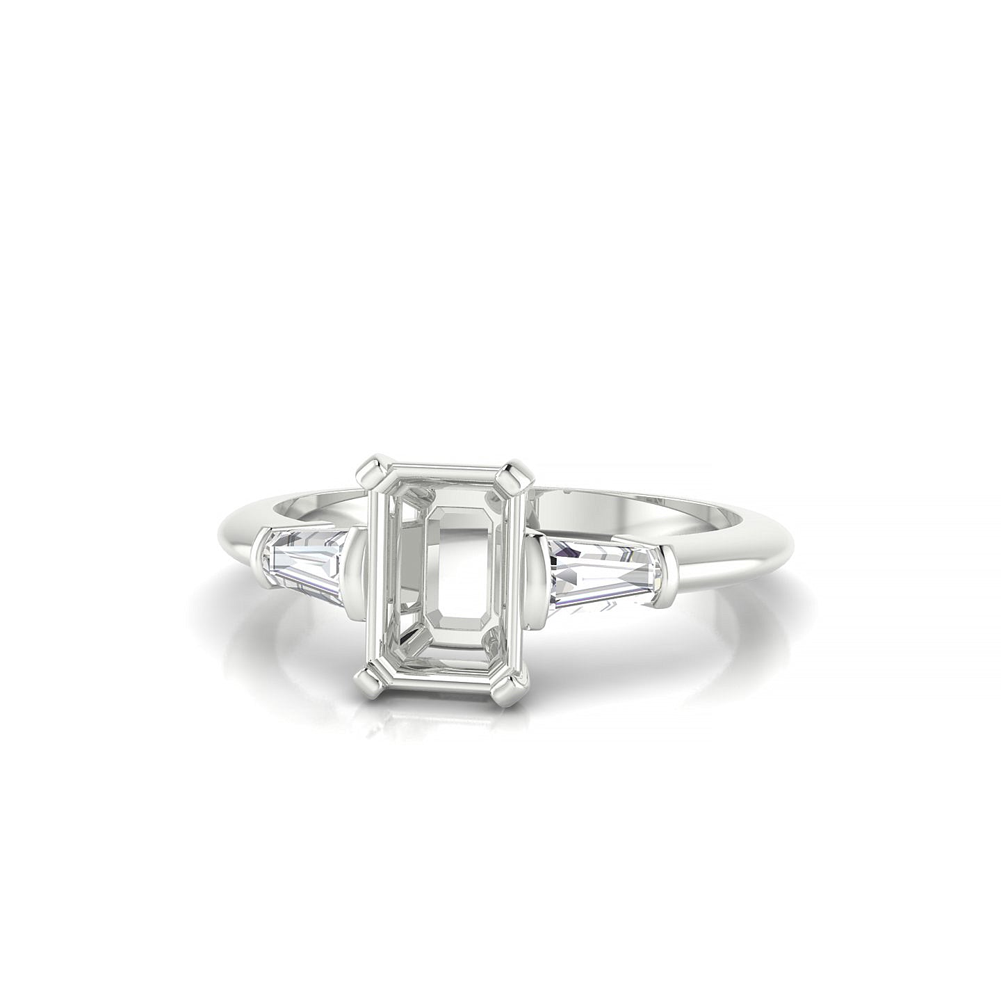 Everlasting Emerald 1-1.99 ct | 18k White Gold Side Stones Ring