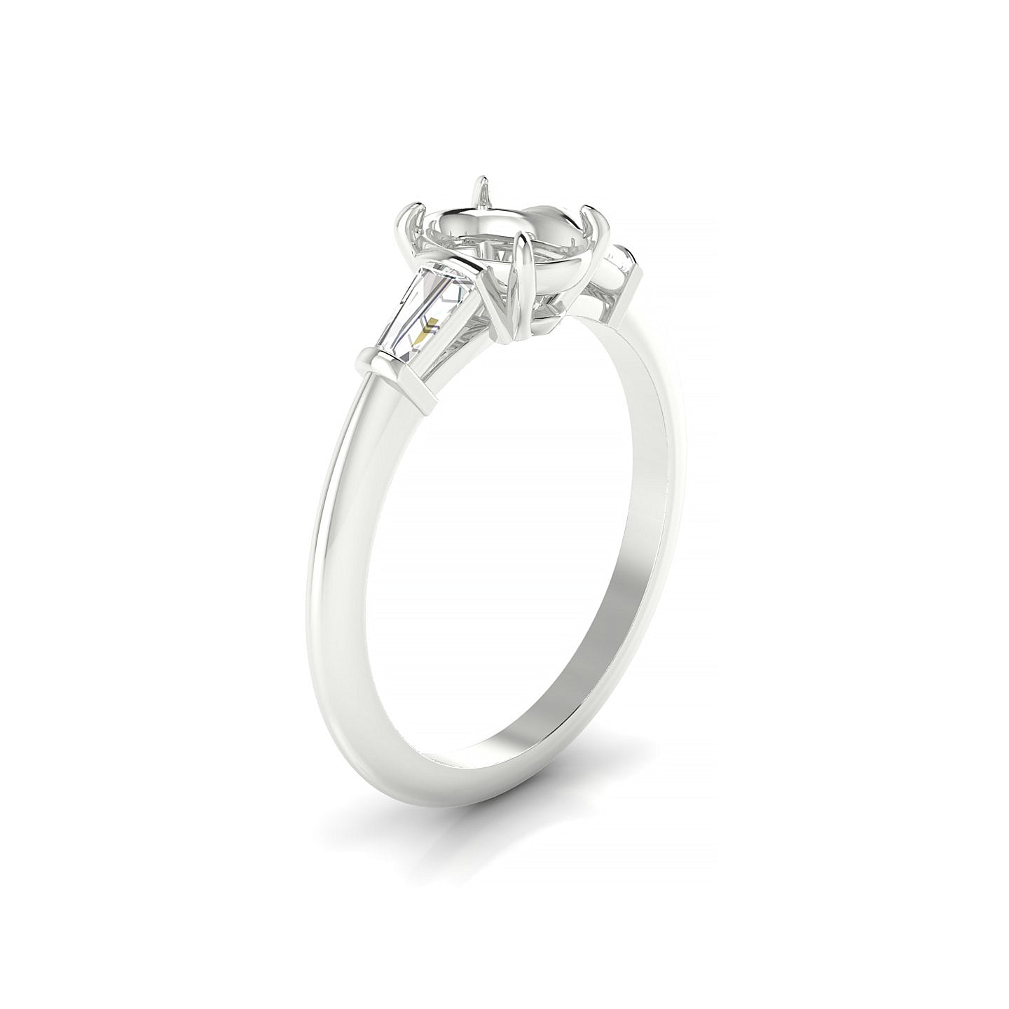 Everlasting Oval 1-1.99 ct | 18k White Gold Side Stones Ring