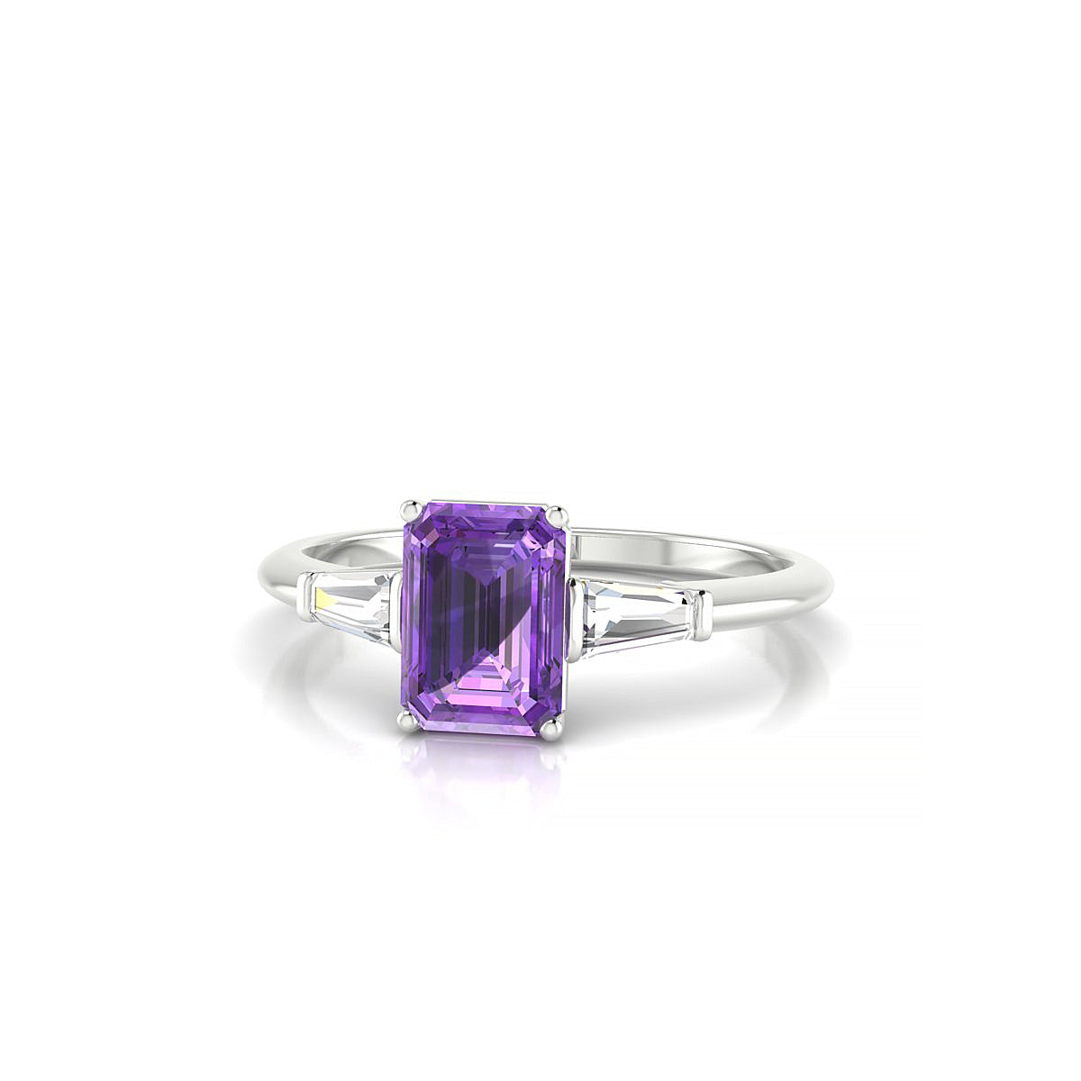 Everlasting | 18k White Gold 7 x 5 mm Emerald Amethyst Ring