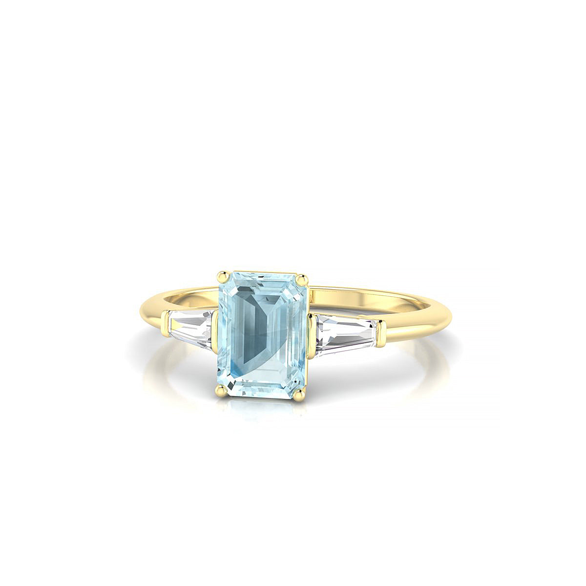 Everlasting | 18k Yellow Gold 7 x 5 mm Emerald Aquamarine Ring