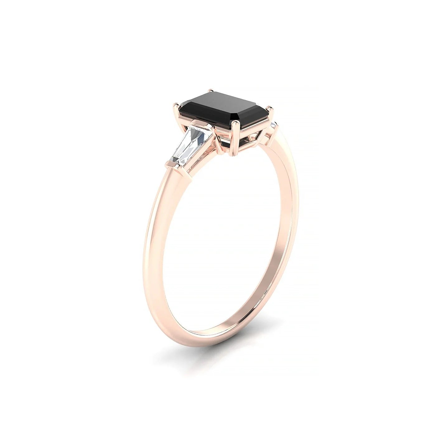 Everlasting | 18k Rose Gold 7 x 5 mm Emerald Black Diamond Ring
