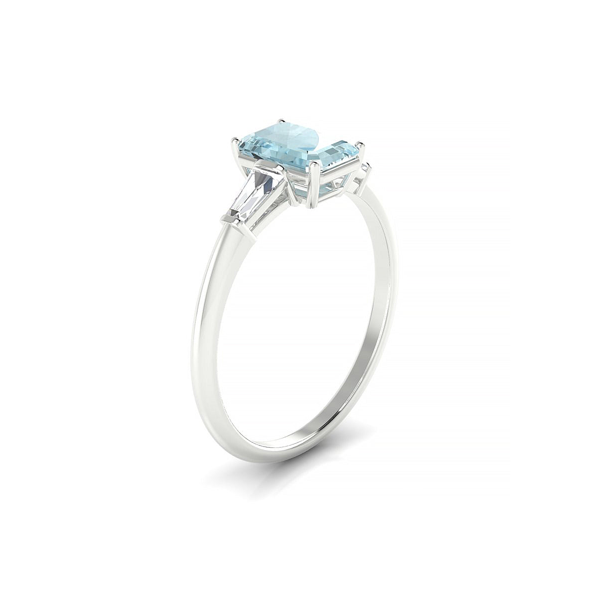Everlasting | 18k White Gold 7 x 5 mm Emerald Aquamarine Ring