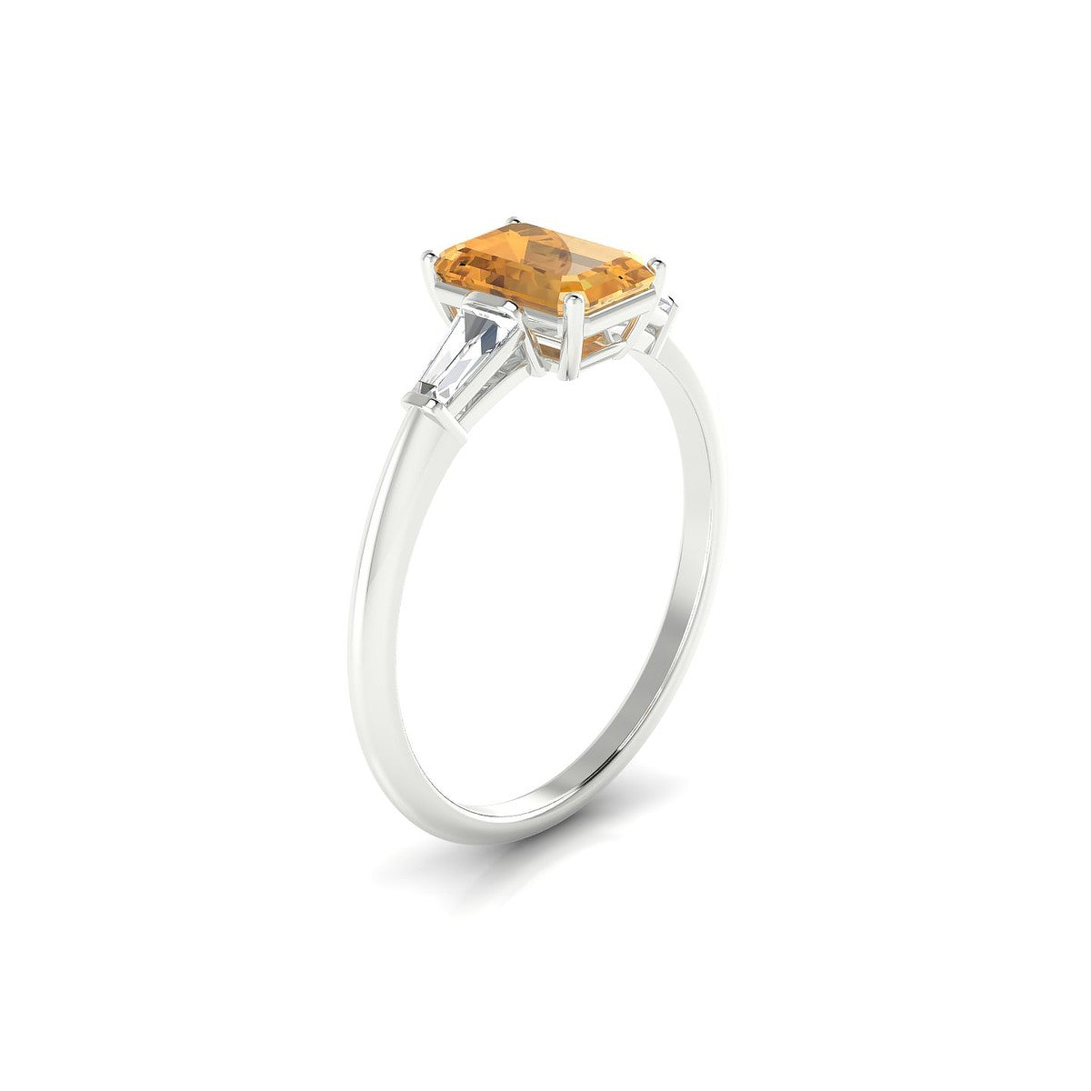 Everlasting | 18k White Gold 7 x 5 mm Emerald Citrine Ring