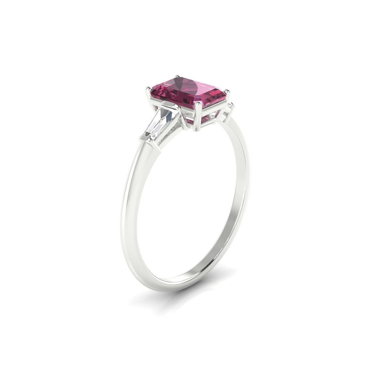 Everlasting | 18k White Gold 7 x 5 mm Emerald Rhodolite Ring