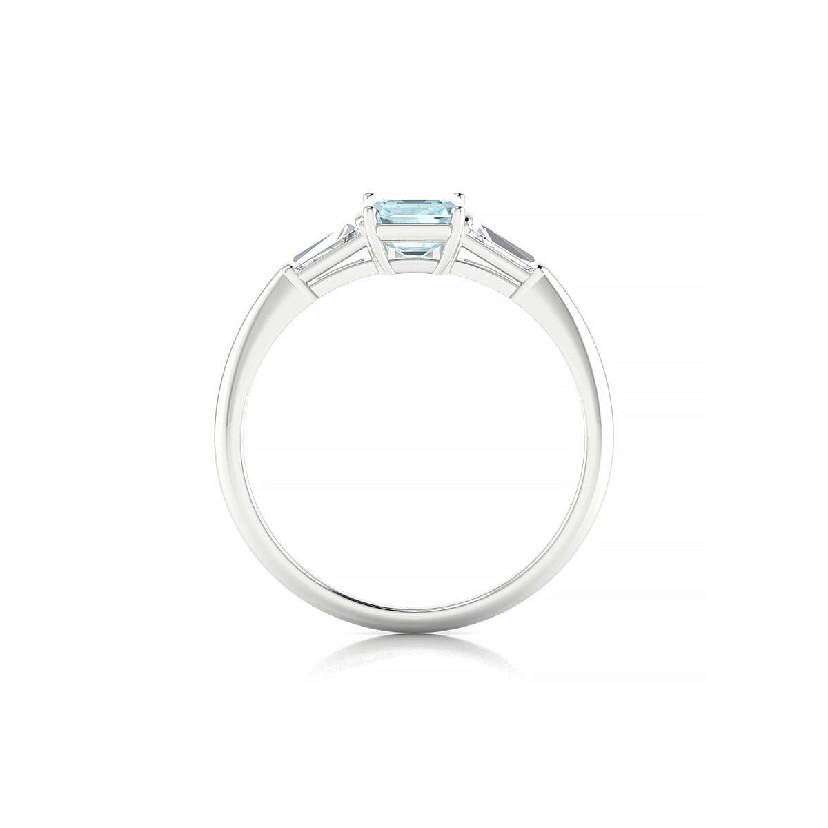 Everlasting | 18k White Gold 7 x 5 mm Emerald Aquamarine Ring