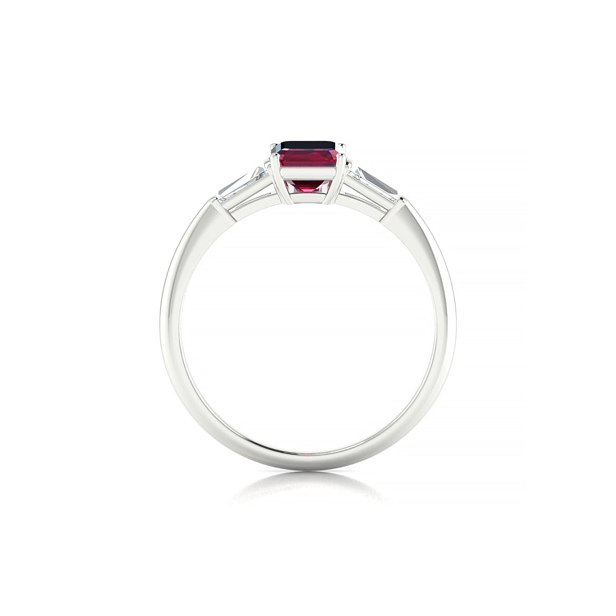 Everlasting | 18k White Gold 7 x 5 mm Emerald Ruby Ring