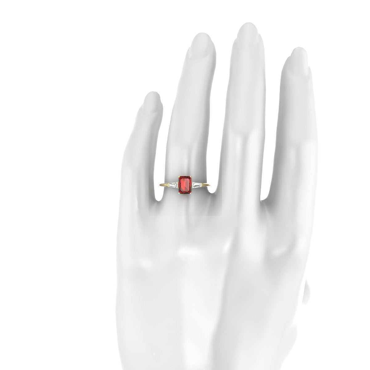 Everlasting | 18k Yellow Gold 7 x 5 mm Emerald Garnet Ring