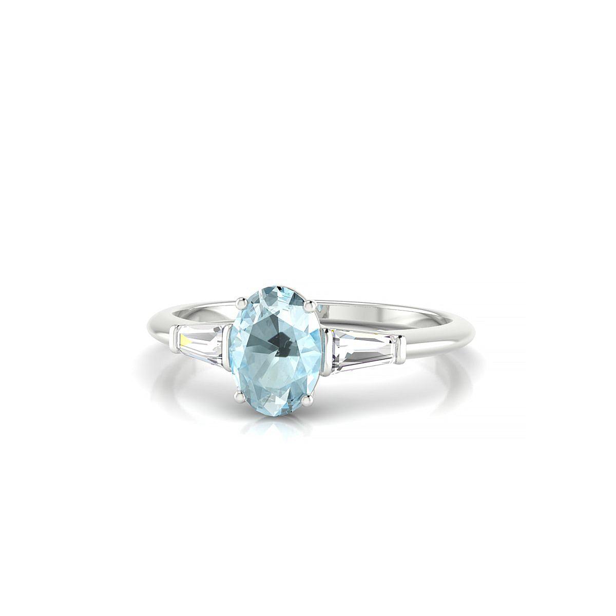 Everlasting | 18k White Gold 7 x 5 mm Oval Aquamarine Ring