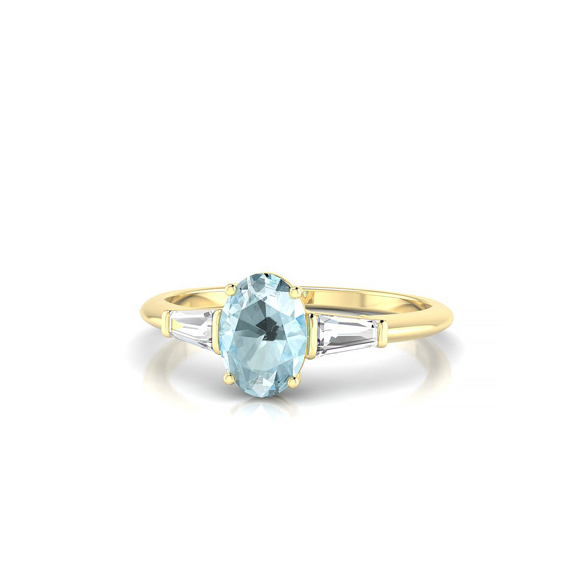 Everlasting | 18k Yellow Gold 7 x 5 mm Oval Aquamarine Ring