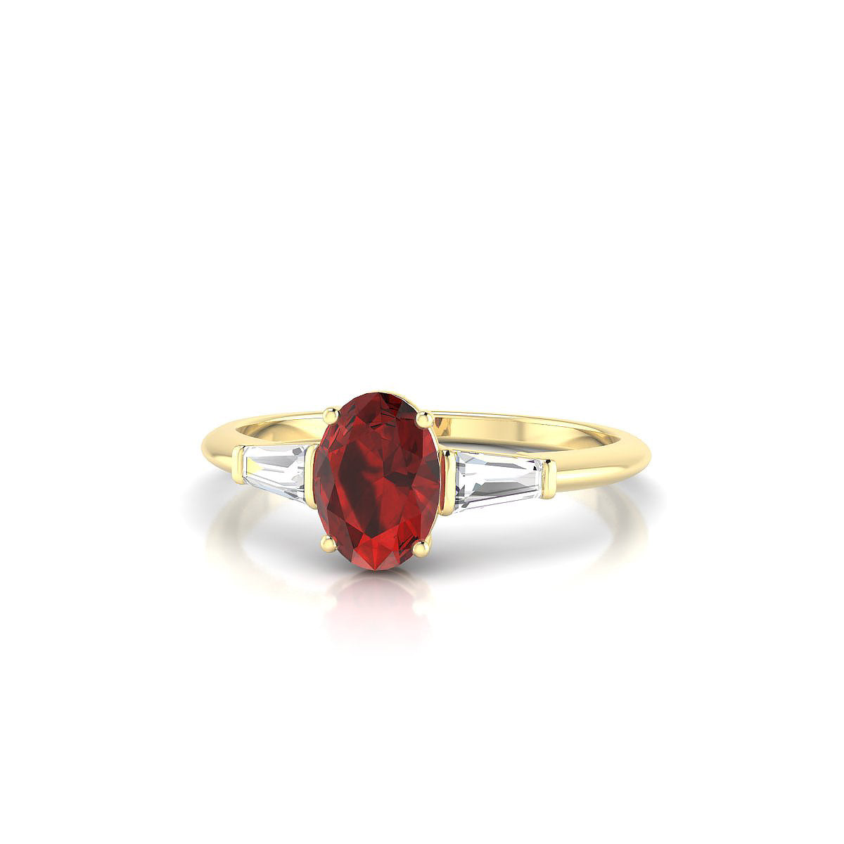 Everlasting | 18k Yellow Gold 7 x 5 mm Oval Garnet Ring