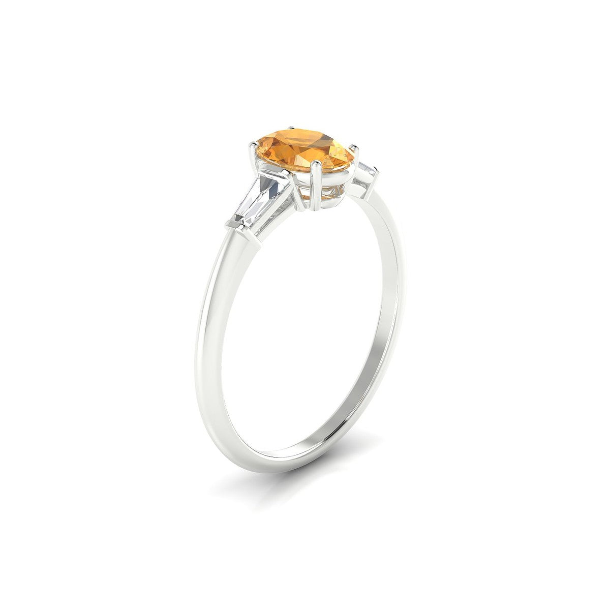 Everlasting | 18k White Gold 7 x 5 mm Oval Citrine Ring
