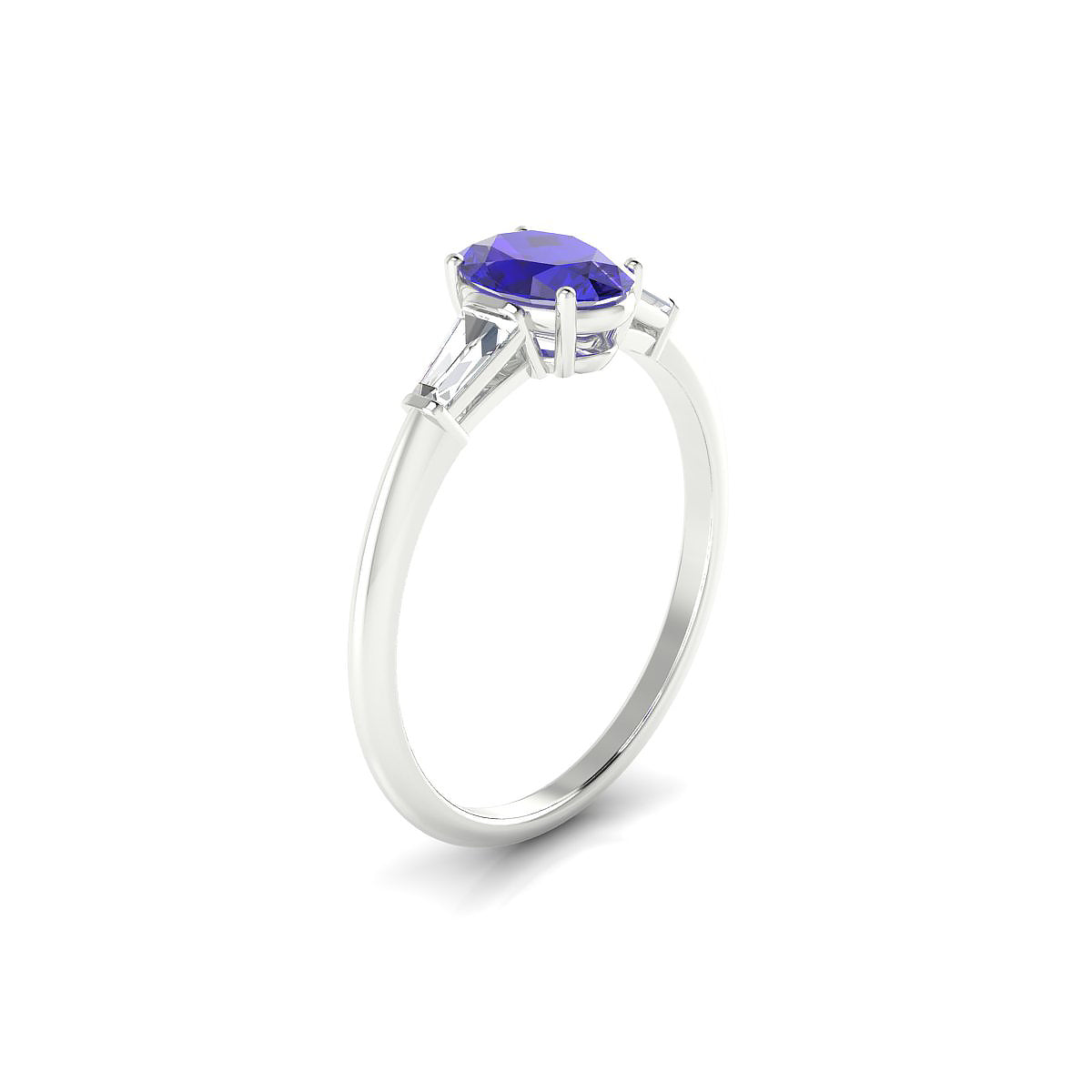 Everlasting | 18k White Gold 7 x 5 mm Oval Tanzanite Ring