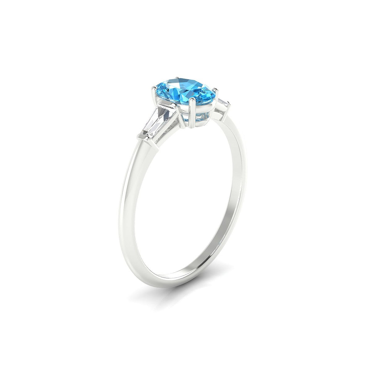 Everlasting | 18k White Gold 7 x 5 mm Oval Topaz Ring