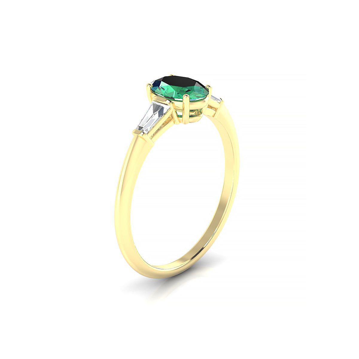 Everlasting | 18k Yellow Gold 7 x 5 mm Oval Emerald Ring