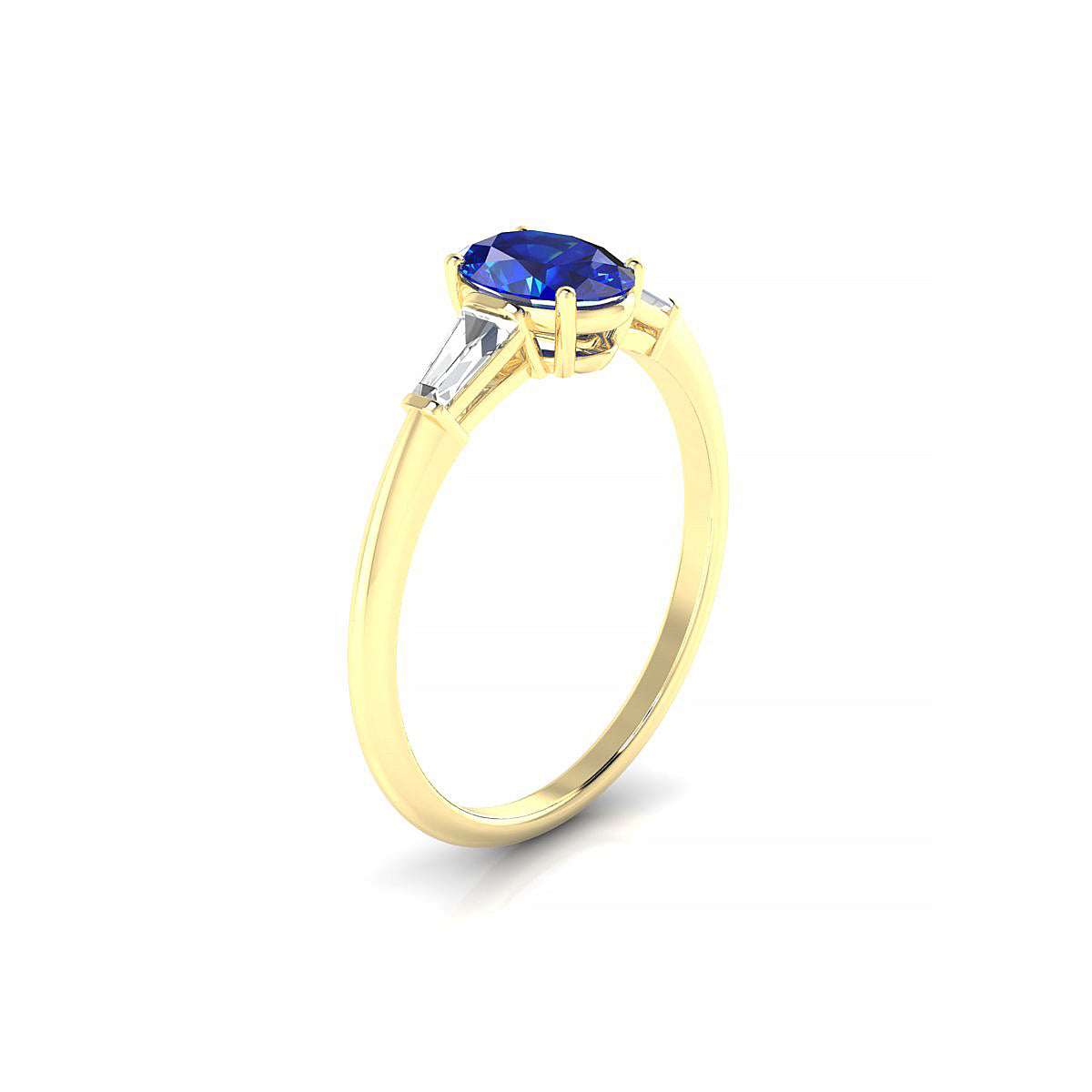 Everlasting | 18k Yellow Gold 7 x 5 mm Oval Sapphire Ring