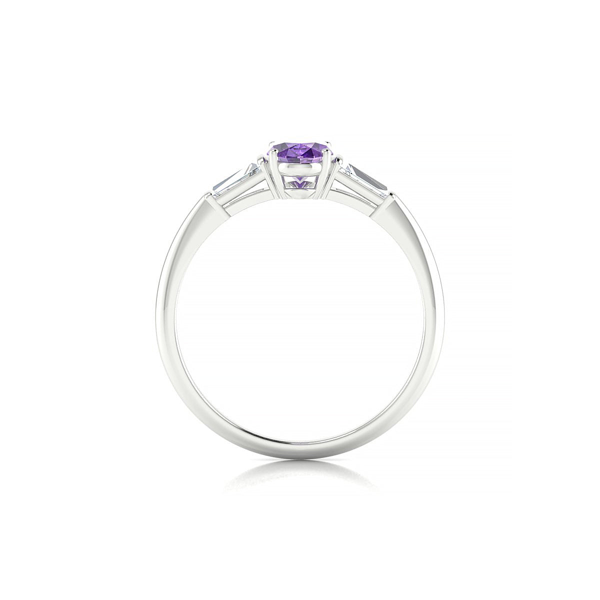 Everlasting | 18k White Gold 7 x 5 mm Oval Amethyst Ring
