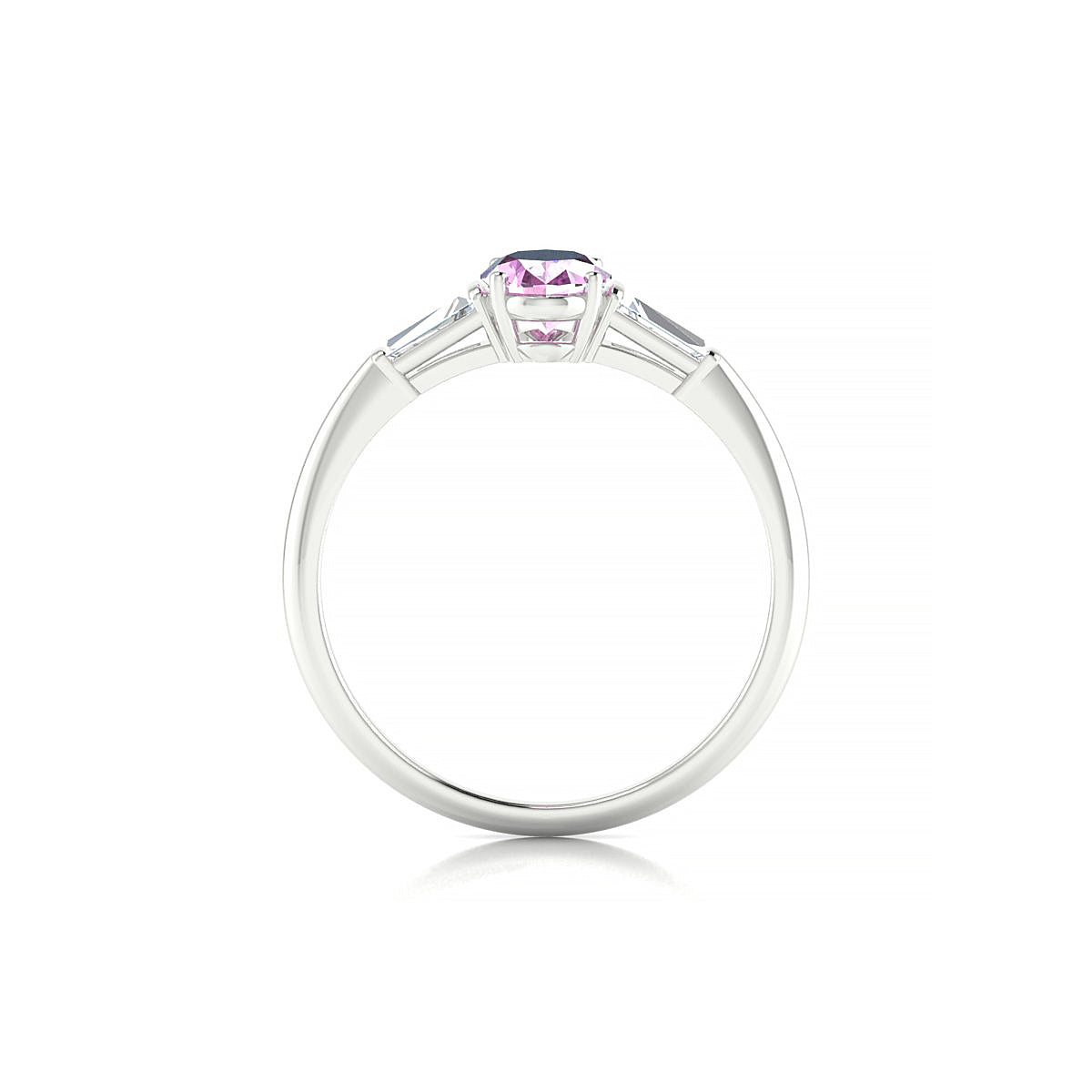 Everlasting | 18k White Gold 7 x 5 mm Oval Pink Sapphire Ring