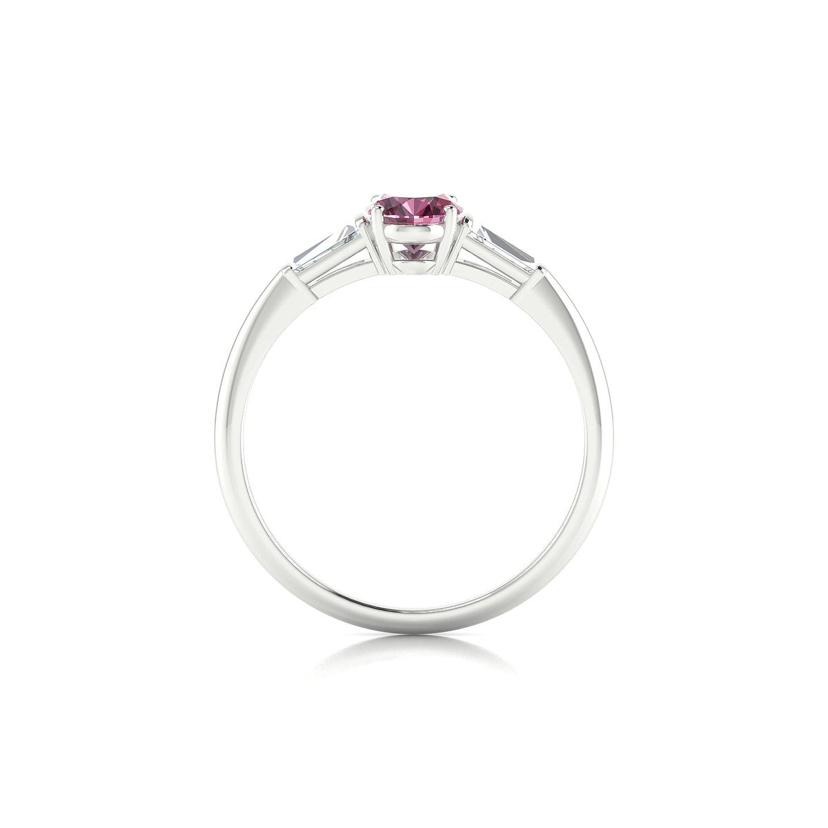 Everlasting | 18k White Gold 7 x 5 mm Oval Rhodolite Ring