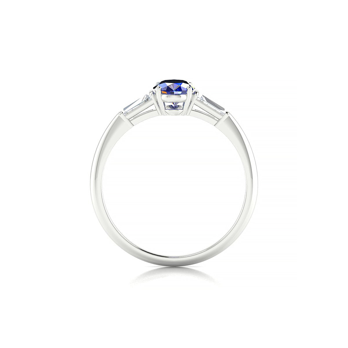 Everlasting | 18k White Gold 7 x 5 mm Oval Sapphire Ring