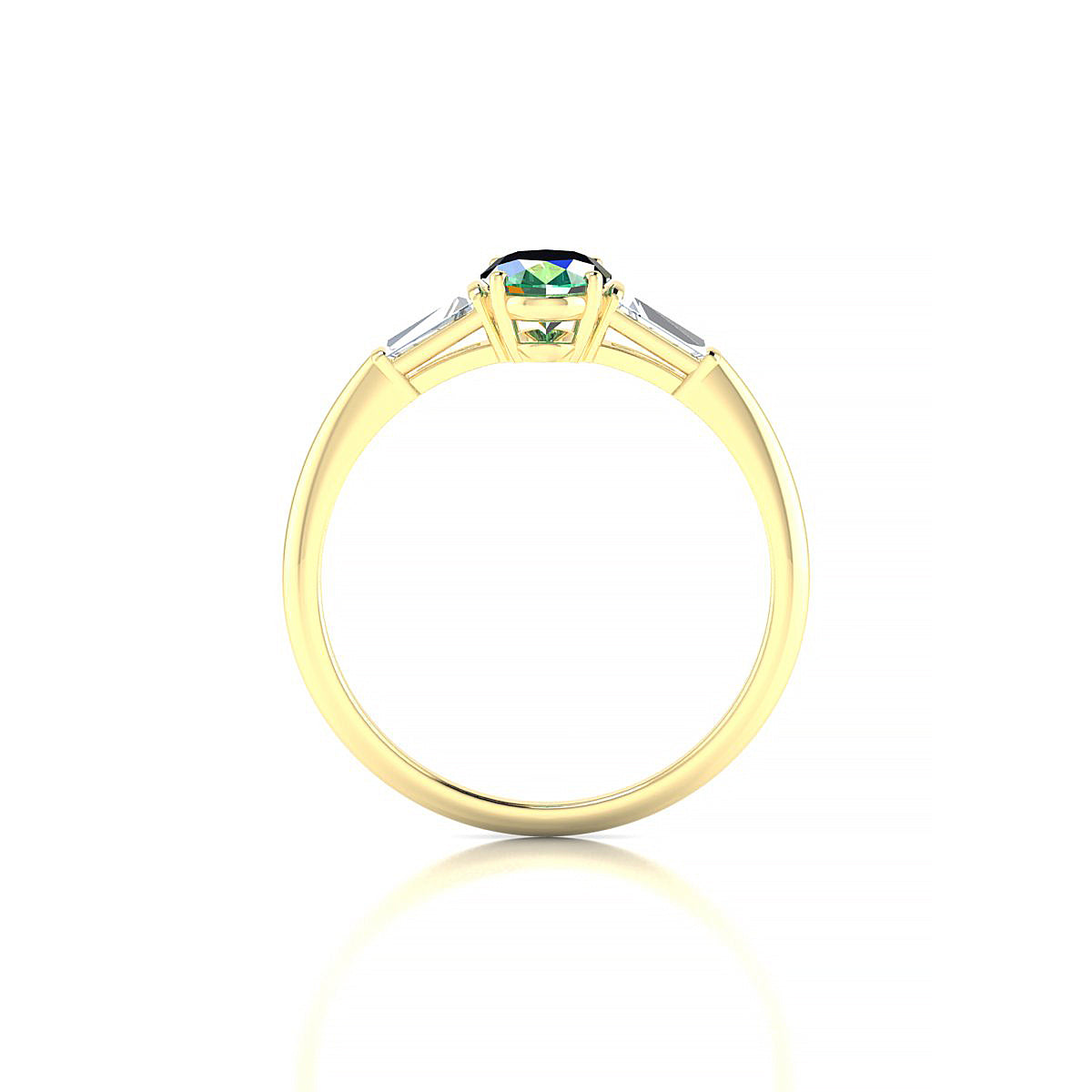 Everlasting | 18k Yellow Gold 7 x 5 mm Oval Emerald Ring
