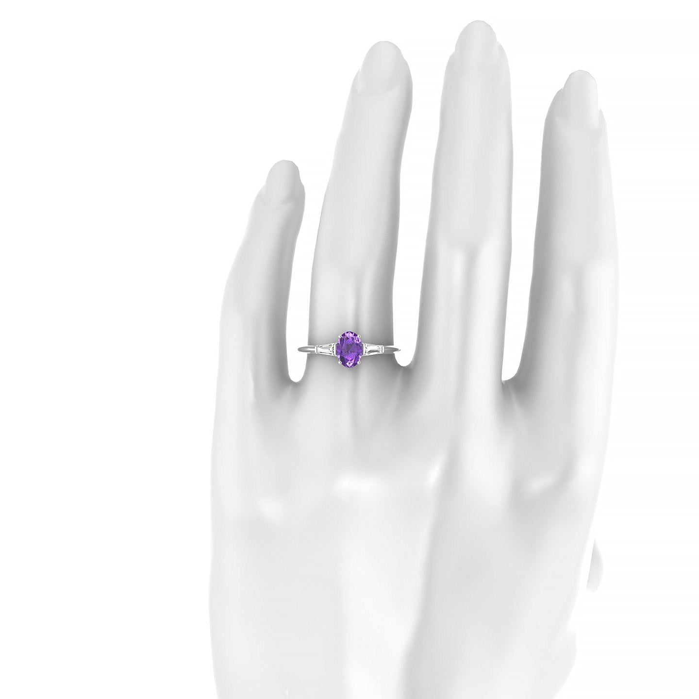Everlasting | 18k White Gold 7 x 5 mm Oval Amethyst Ring