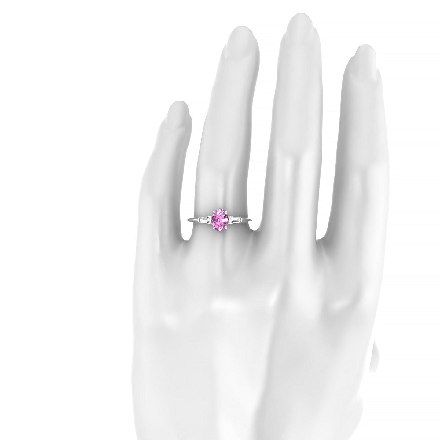 Everlasting | 18k White Gold 7 x 5 mm Oval Pink Sapphire Ring
