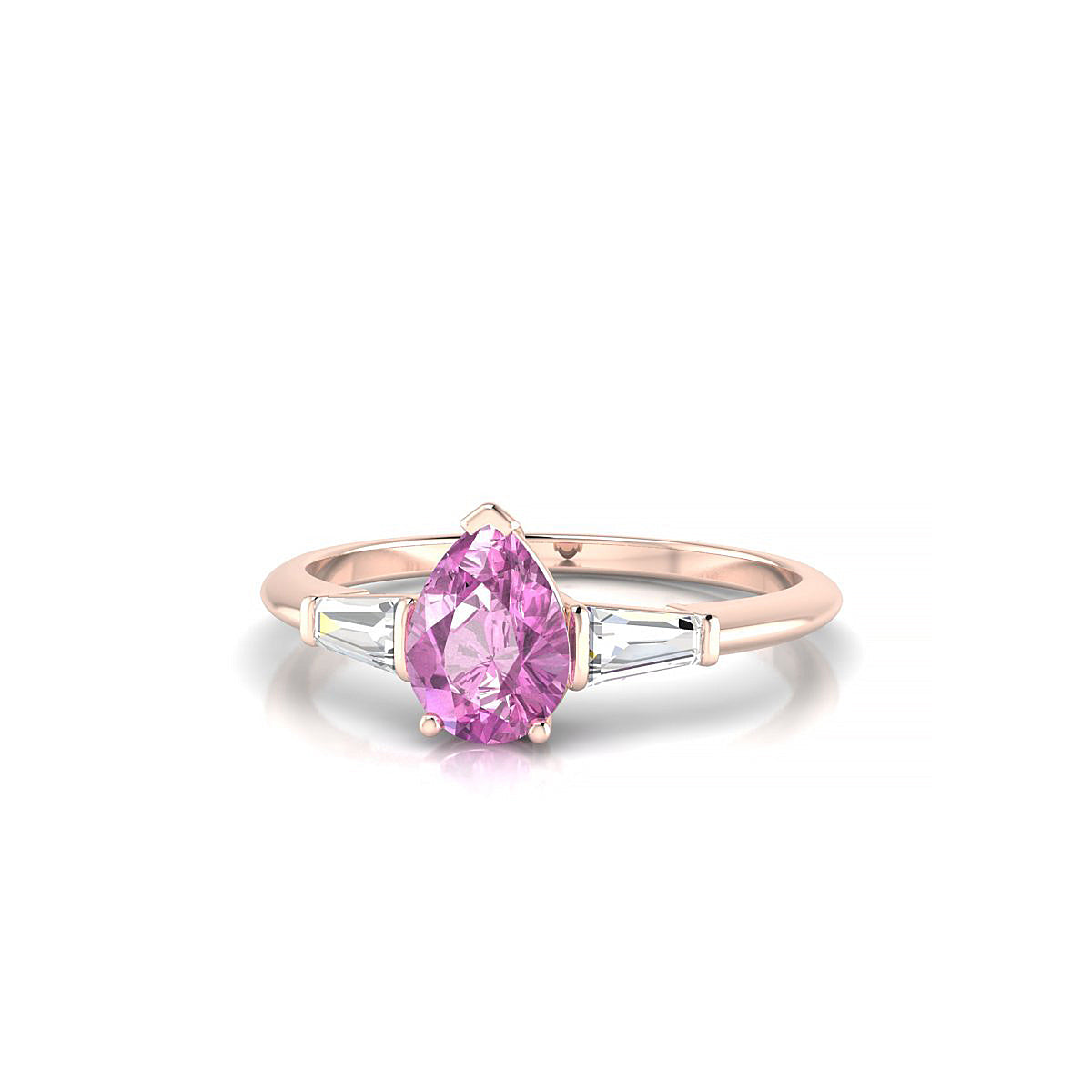 Everlasting | 18k Rose Gold 7 x 5 mm Pear Pink Sapphire Ring