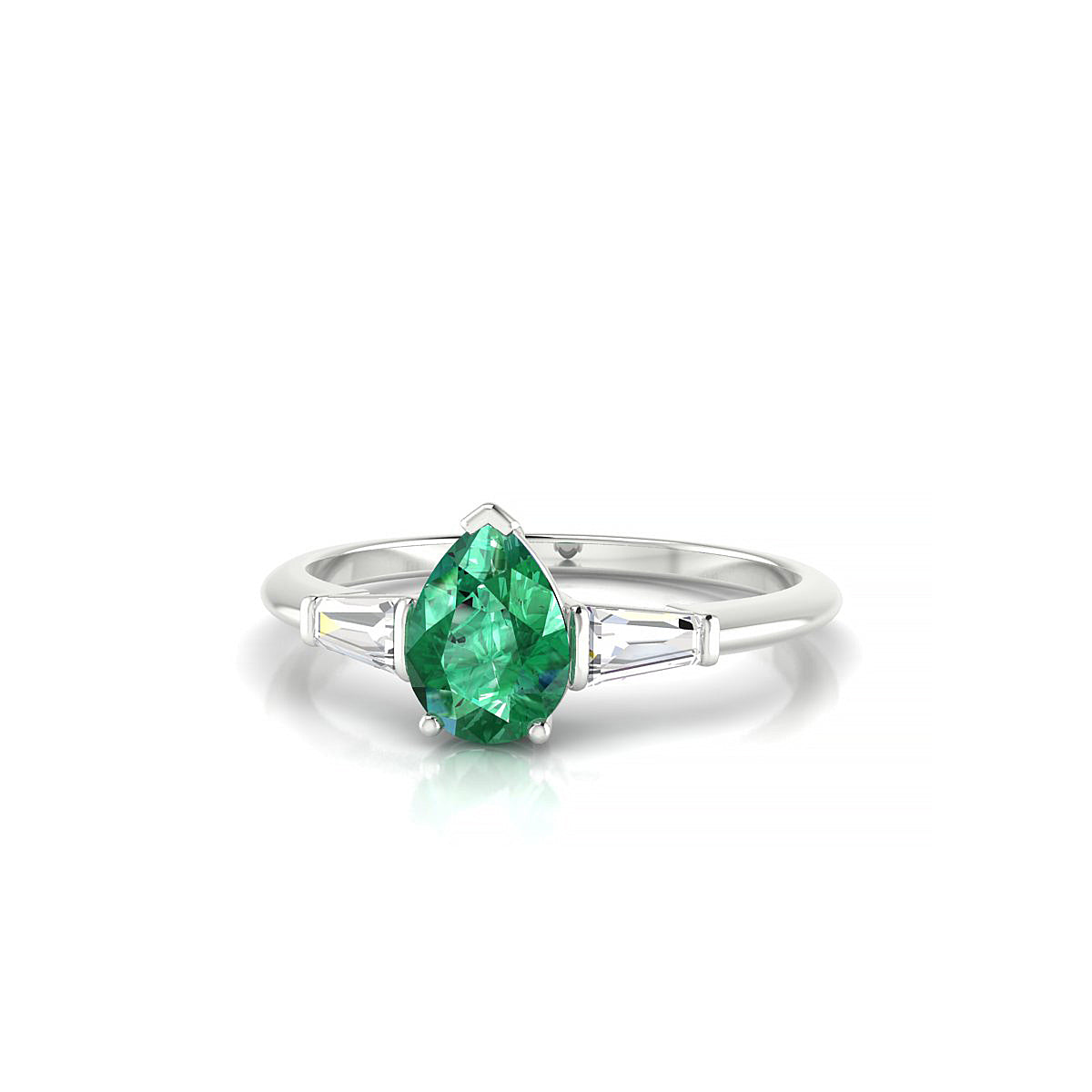 Everlasting | 18k White Gold 7 x 5 mm Pear Emerald Ring