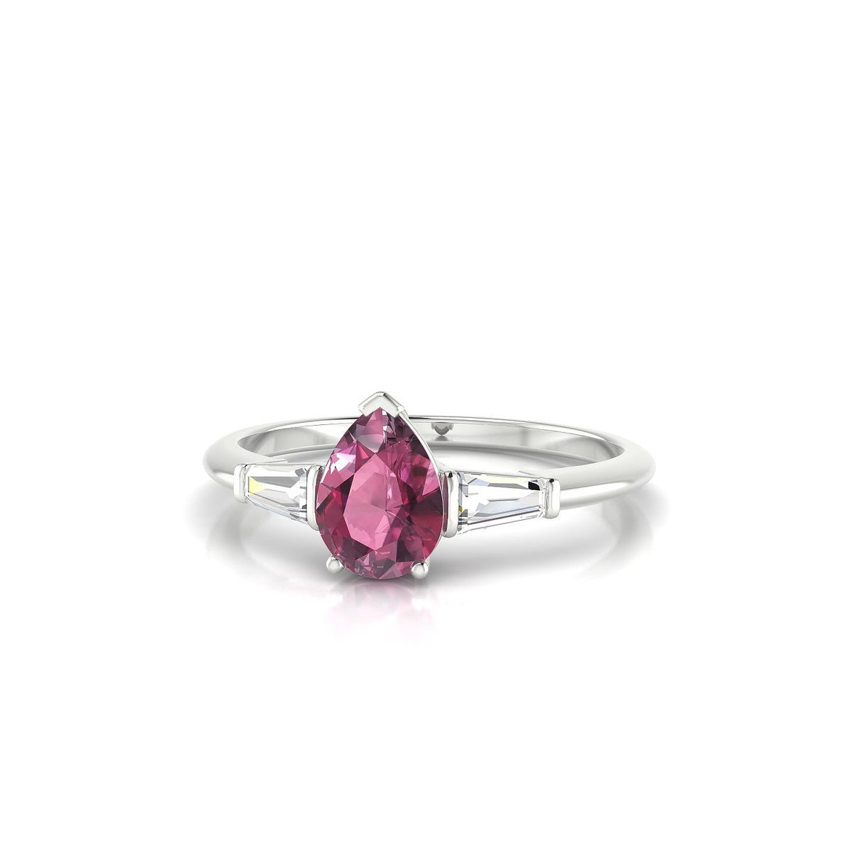 Everlasting | 18k White Gold 7 x 5 mm Pear Rhodolite Ring