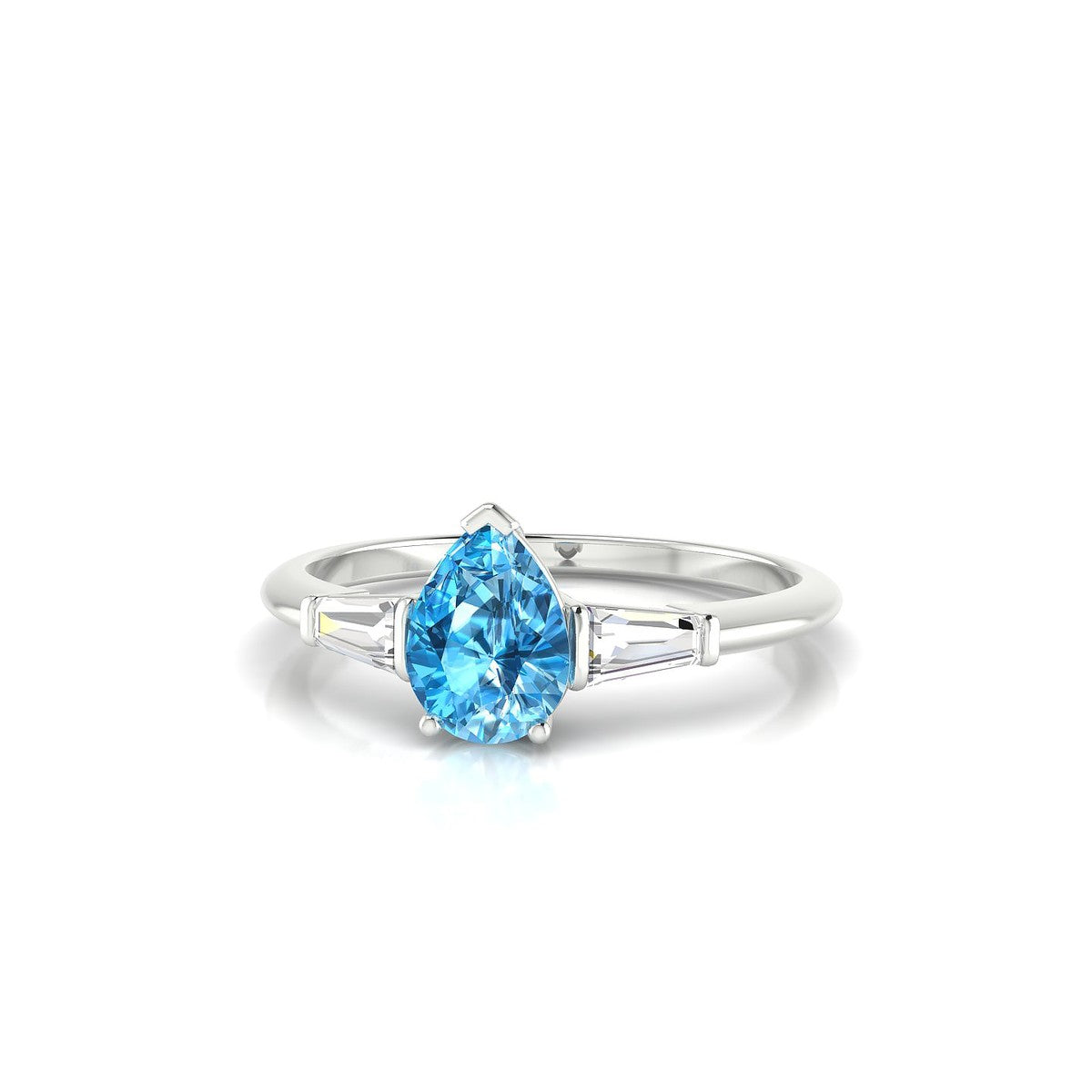 Everlasting | 18k White Gold 7 x 5 mm Pear Topaz Ring