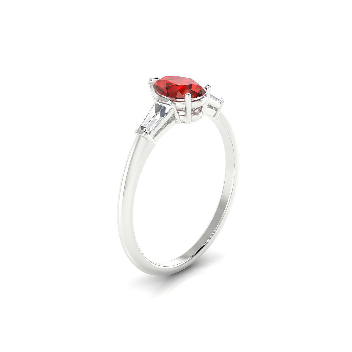 Everlasting | 18k White Gold 7 x 5 mm Pear Garnet Ring