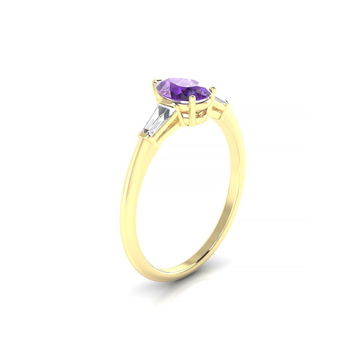 Everlasting | 18k Yellow Gold 7 x 5 mm Pear Amethyst Ring