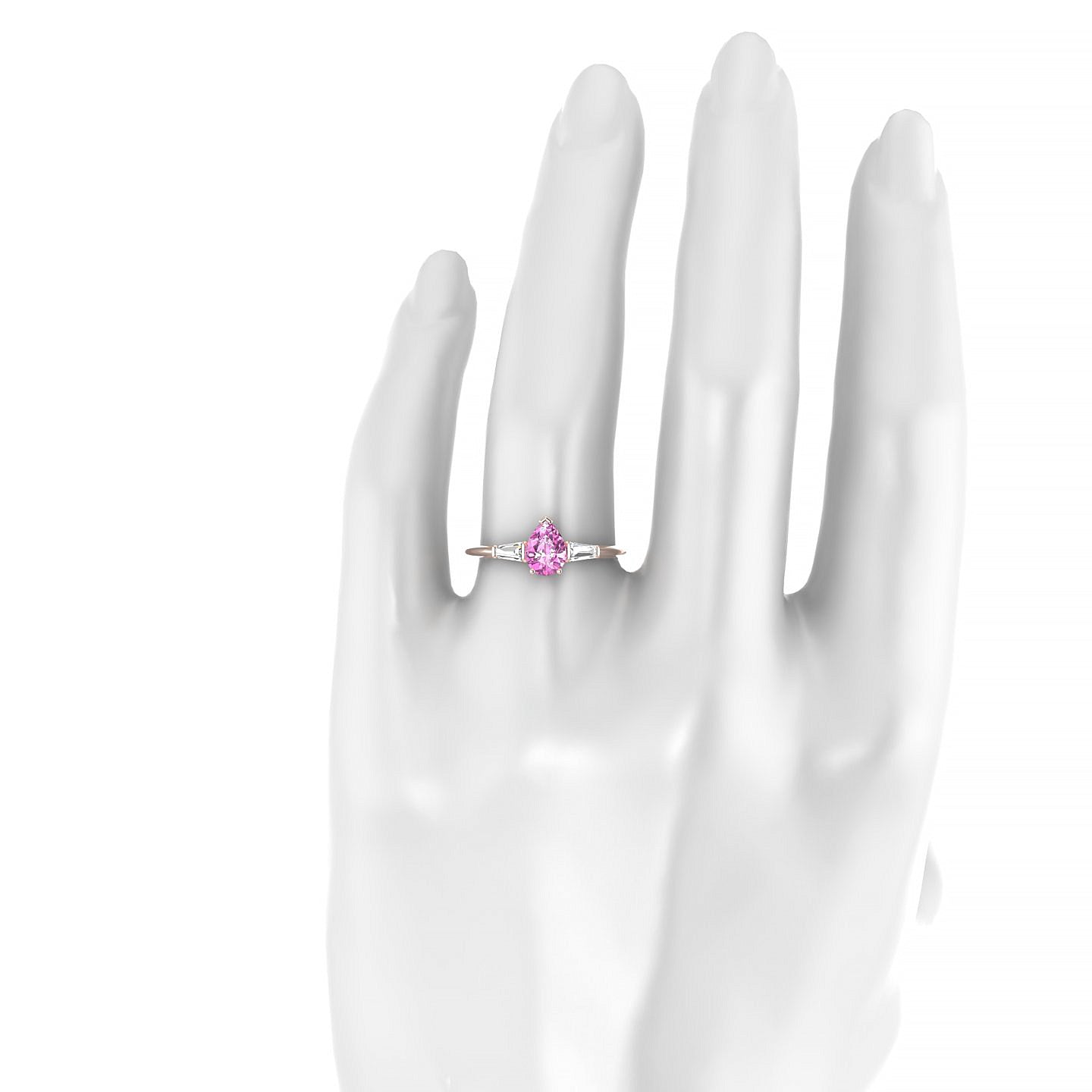 Everlasting | 18k Rose Gold 7 x 5 mm Pear Pink Sapphire Ring