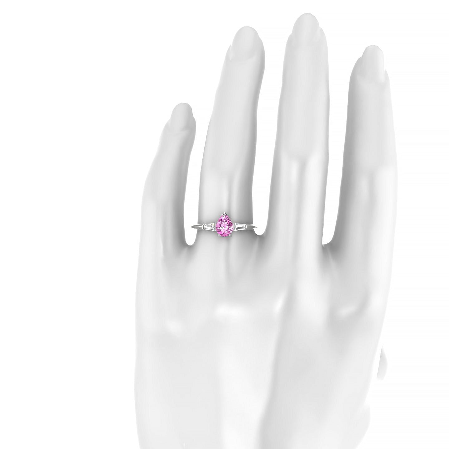 Everlasting | 18k White Gold 7 x 5 mm Pear Pink Sapphire Ring