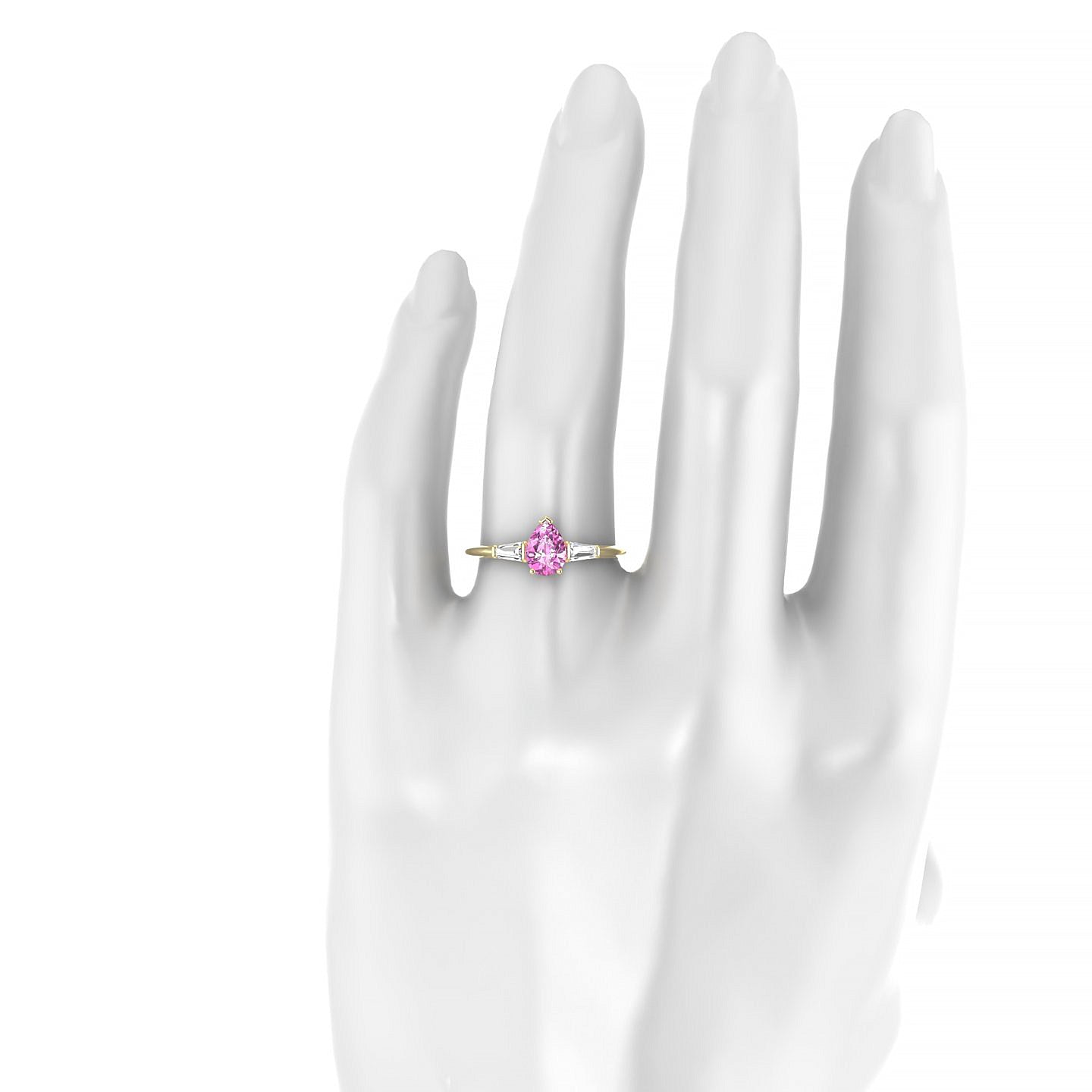 Everlasting | 18k Yellow Gold 7 x 5 mm Pear Pink Sapphire Ring