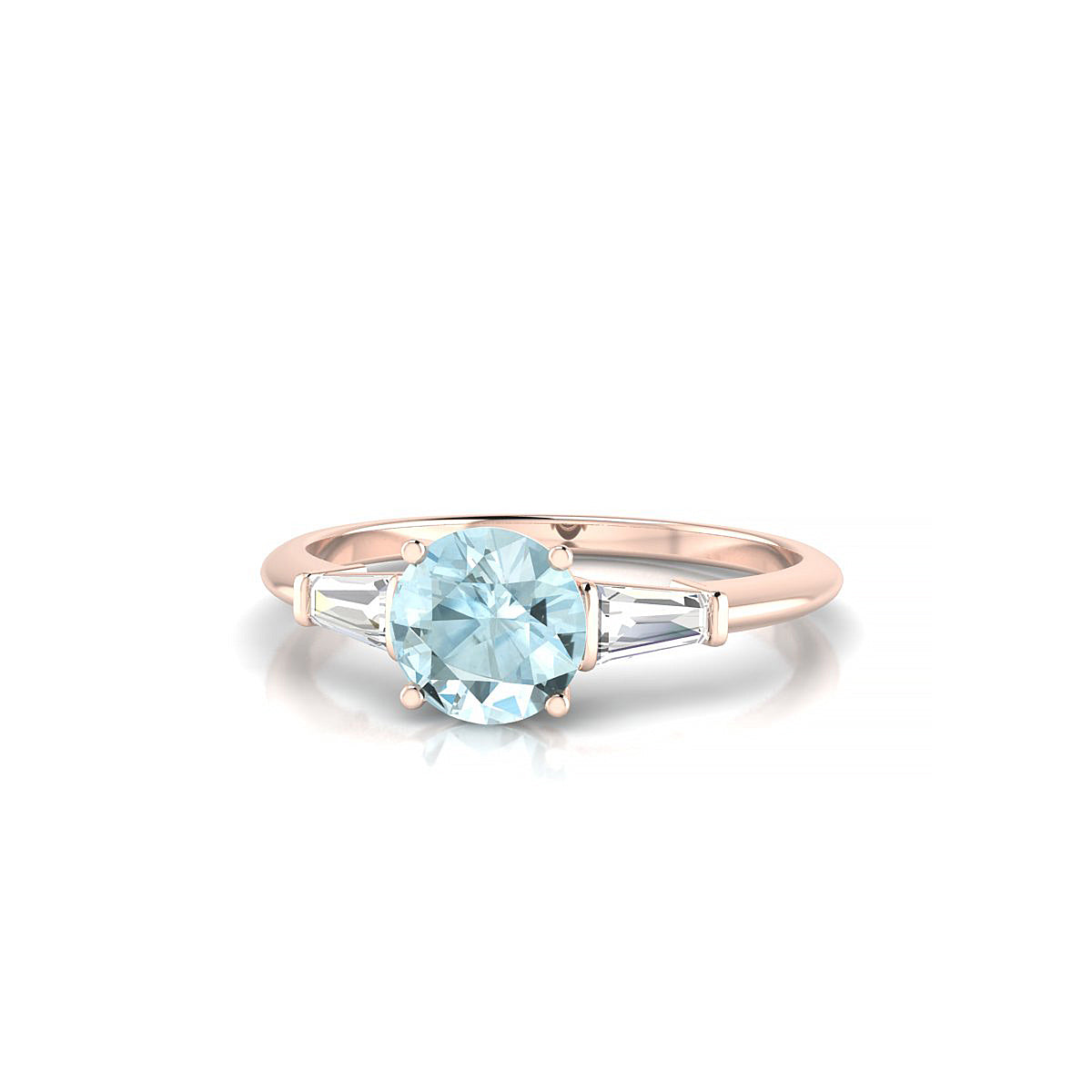 Everlasting | 18k Rose Gold 6 mm Round Aquamarine Ring