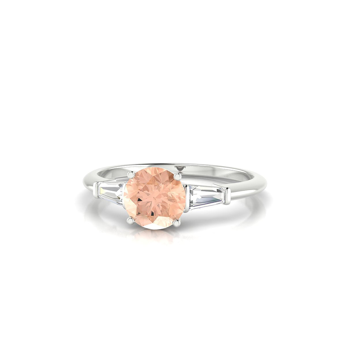 Everlasting | 18k White Gold 6 mm Round Morganite Ring