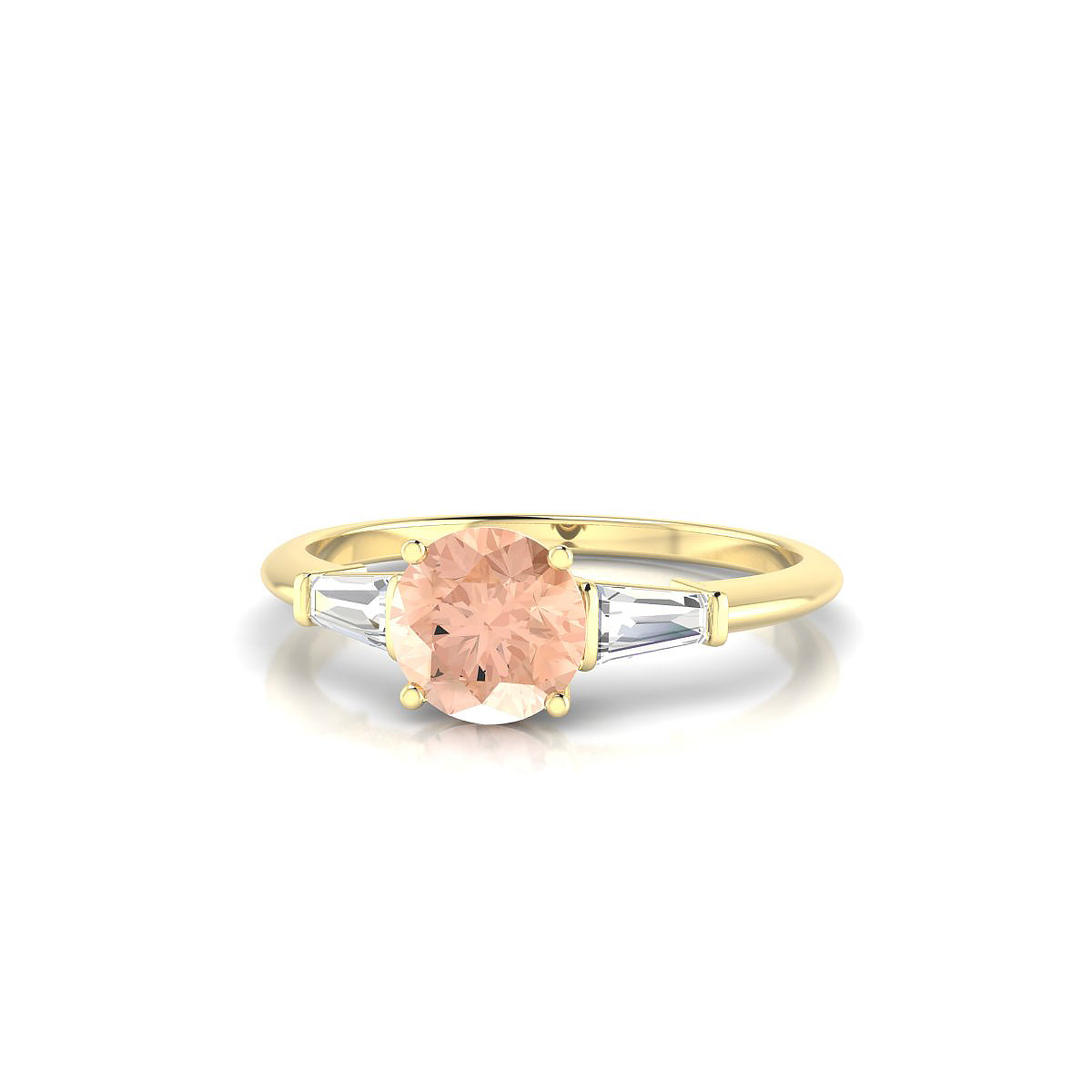 Everlasting | 18k Yellow Gold 6 mm Round Morganite Ring