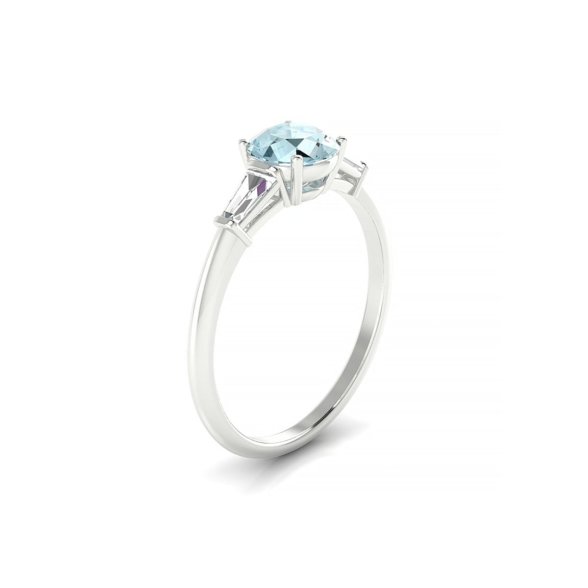 Everlasting | 18k White Gold 6 mm Round Aquamarine Ring