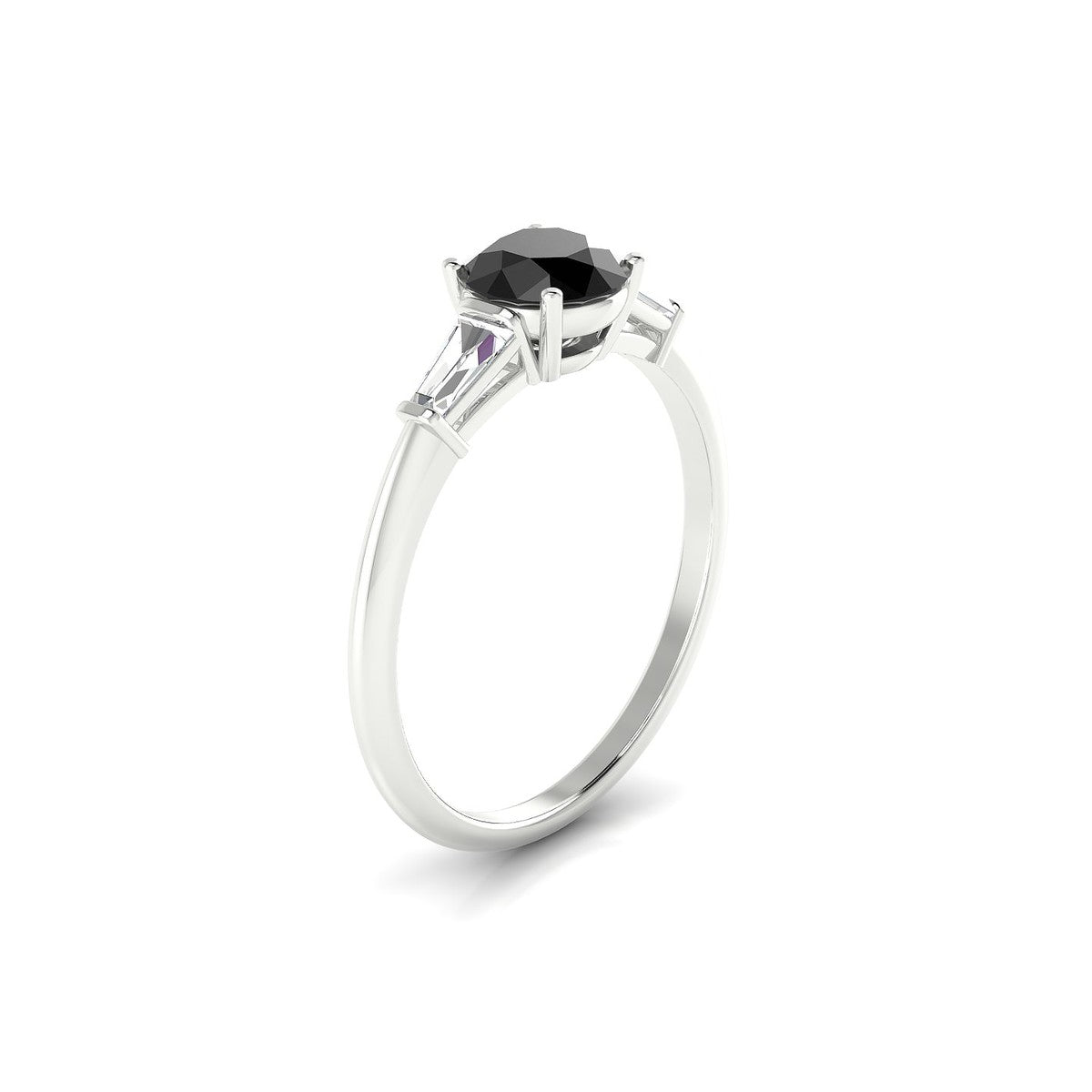Everlasting | 18k White Gold 6 mm Round Black Diamond Ring