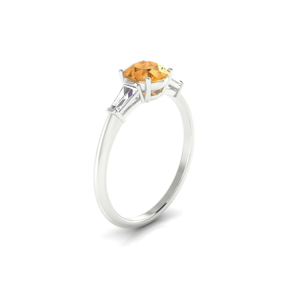 Everlasting | 18k White Gold 6 mm Round Citrine Ring