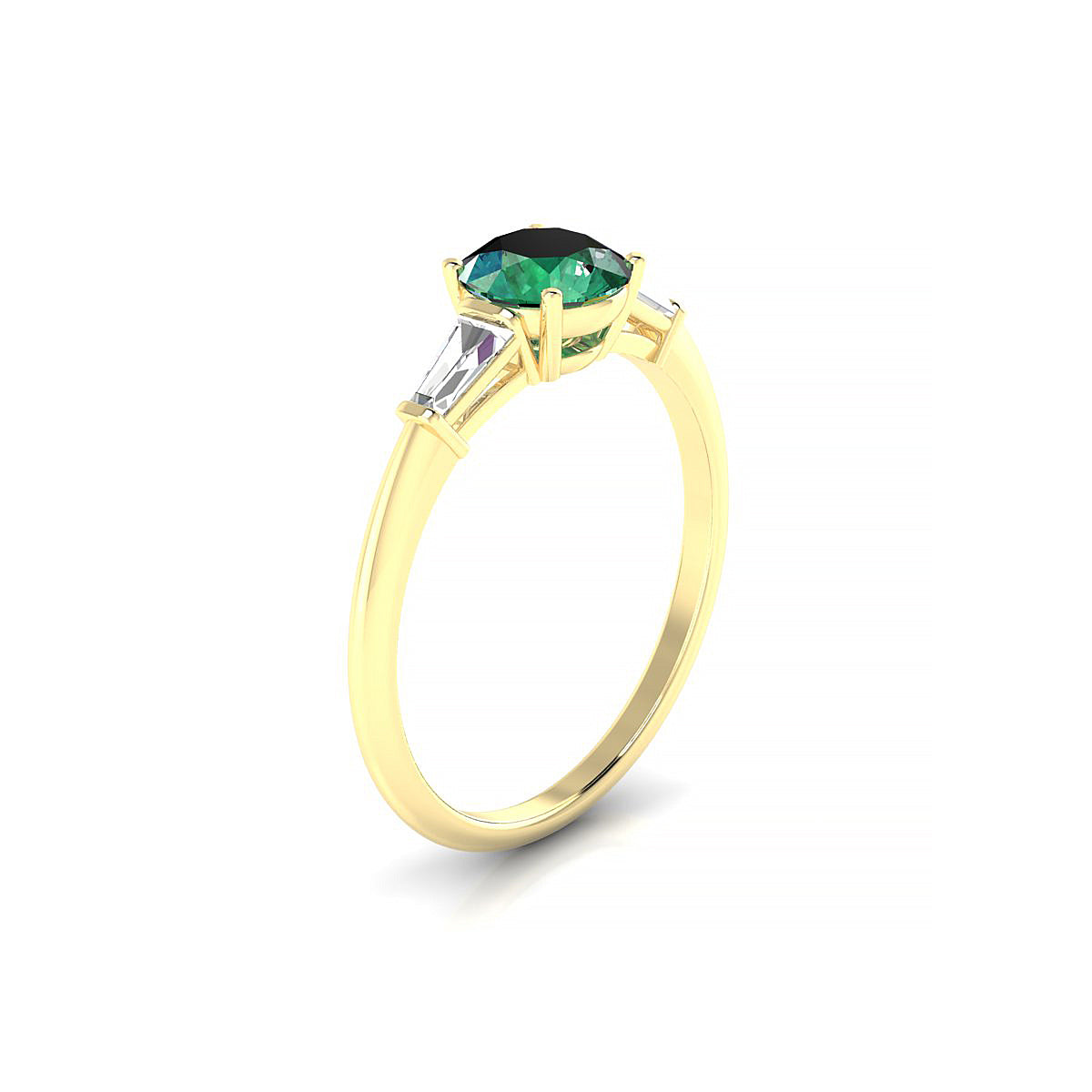 Everlasting | 18k Yellow Gold 6 mm Round Emerald Ring
