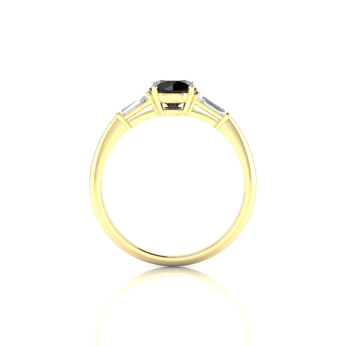 Everlasting | 18k Yellow Gold 6 mm Round Black Diamond Ring
