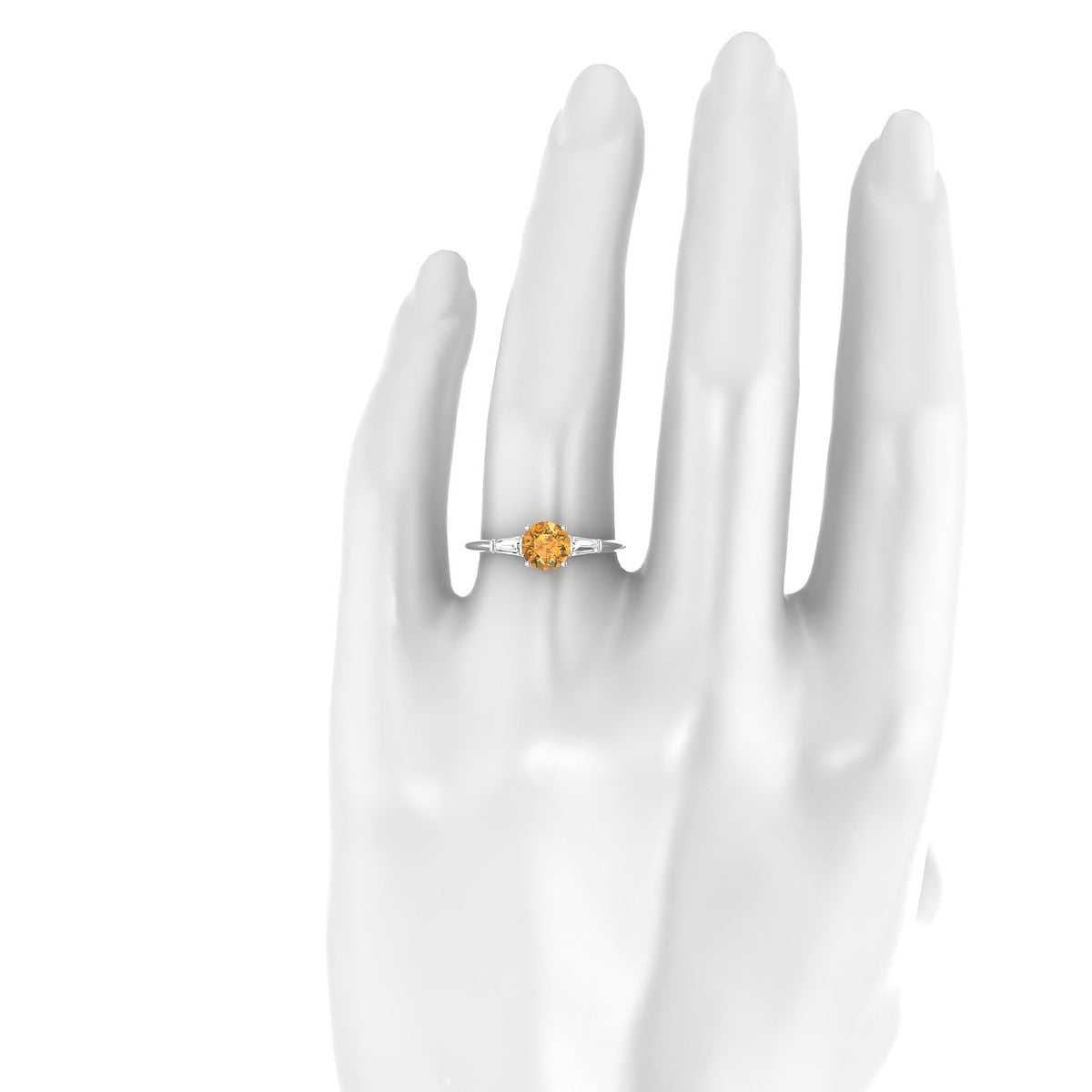 Everlasting | 18k White Gold 6 mm Round Citrine Ring