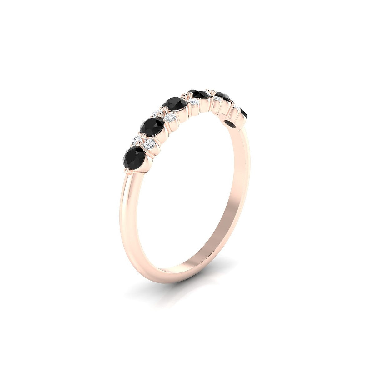 Exception | 18k Rose Gold 2.5 mm Round Black Diamond Ring