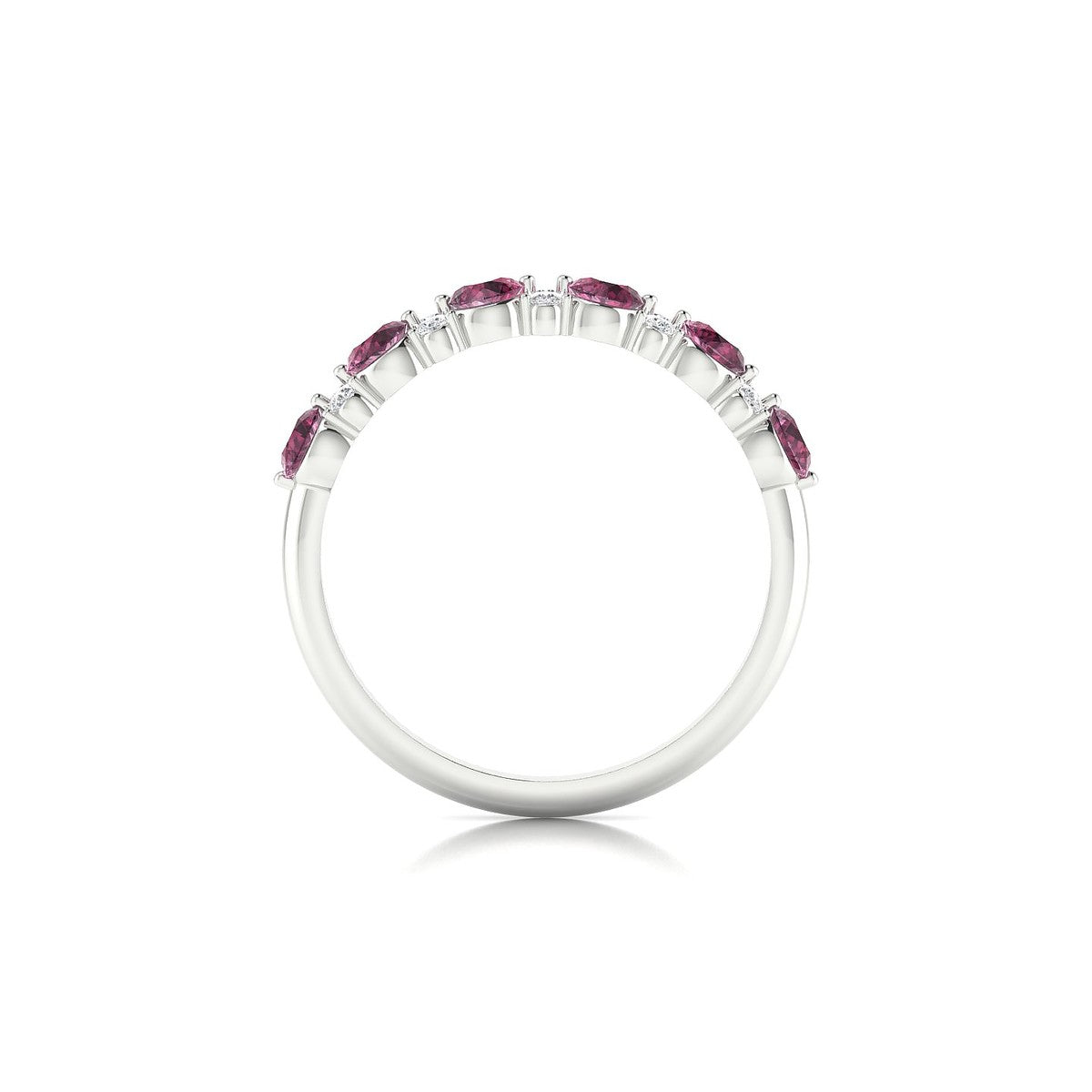 Exception | 18k White Gold 3 mm Round Rhodolite Ring