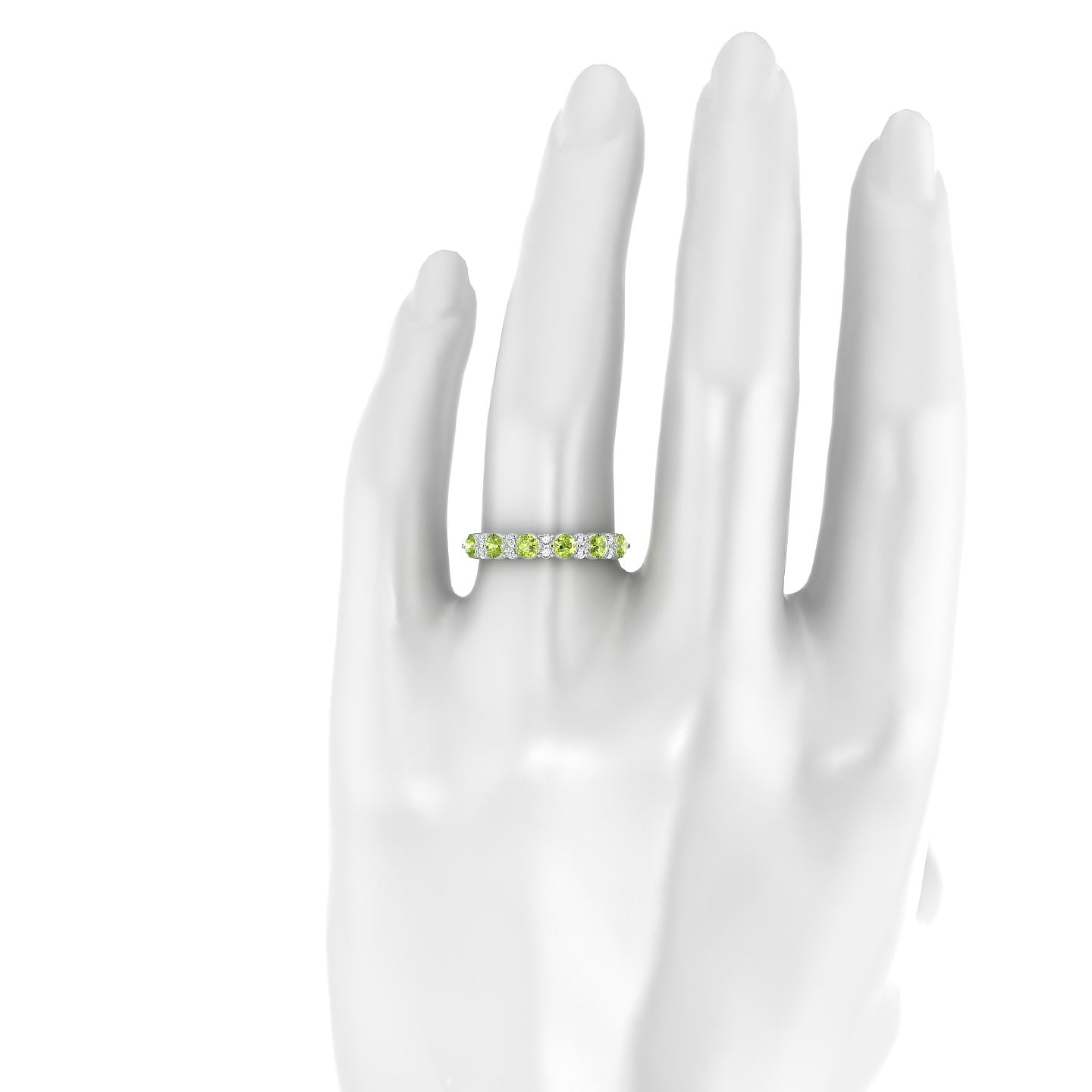 Exception | 18k White Gold 3 mm Round Peridot Ring