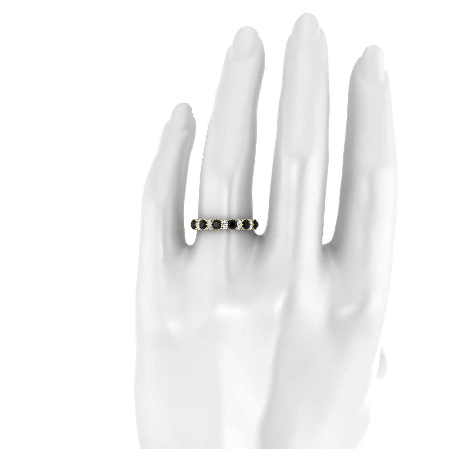Exception | 18k Yellow Gold 3 mm Round Black Diamond Ring