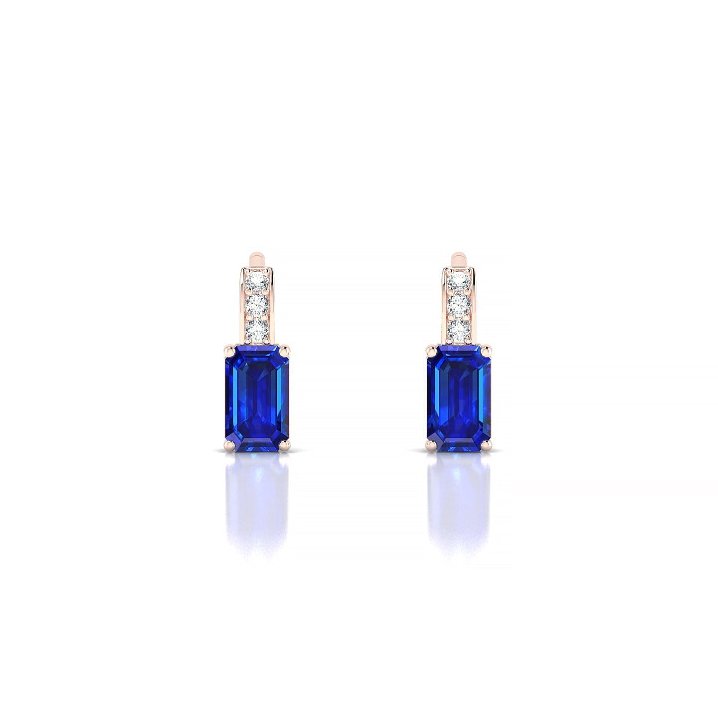 Exquisite | 18k Rose Gold 5 x 3 mm Emerald Sapphire Earrings
