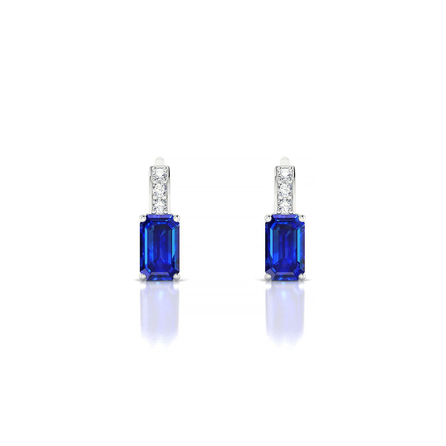 Exquisite | 18k White Gold 5 x 3 mm Emerald Sapphire Earrings